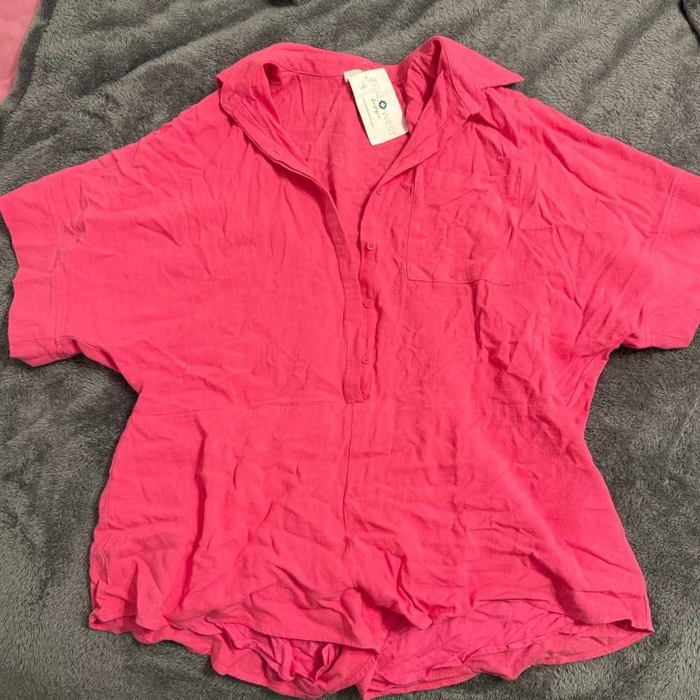 Pink Button-Up Women's Top